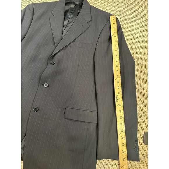 Polo University Club Ralph Lauren Mens 42L Blue Pinstripes Three Button Vintage - Picture 14 of 16